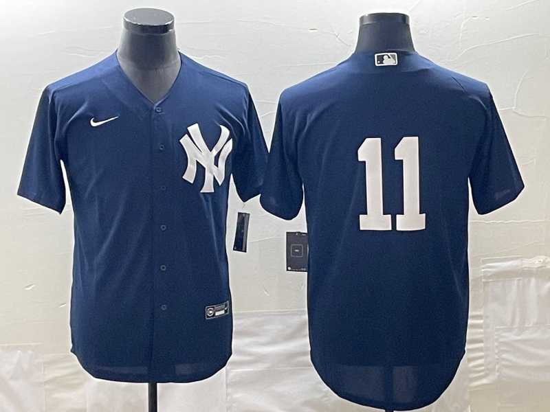 Mens New York Yankees #11 Anthony Volpe No Name Navy Blue Stitched Cool Base Nike Jersey